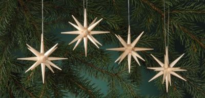 Christbaumschmuck, natur - groe Weihnachtssterne, 4-teilig