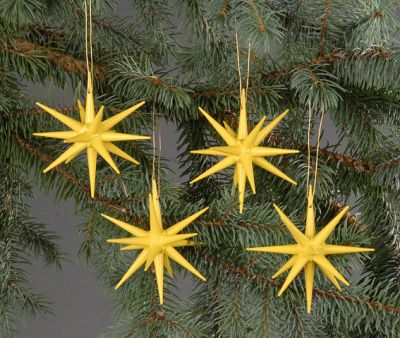 Christbaumschmuck, gelb - groe Weihnachtssterne, 4-teilig