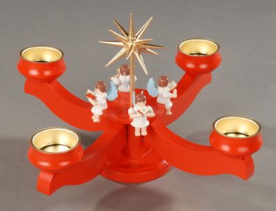 Adventsleuchter, rot - 4 sitzende Engel