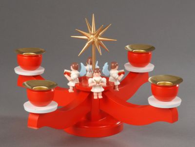 Adventsleuchter, rot - 4 sitzende Engel