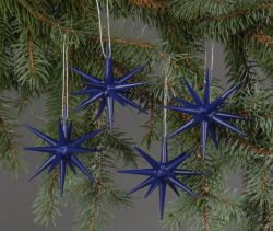 Christbaumschmuck, dunkelblau - groe Weihnachtssterne, 4-teilig