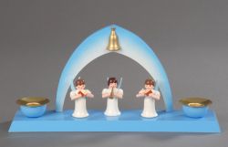 Kerzenhalter, blau - 3 Engel mit Gesangbuch