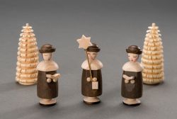 Kurrendefiguren mit Hut - 1 Sterntrger, 2 Buchtrger,2 Ringelbume